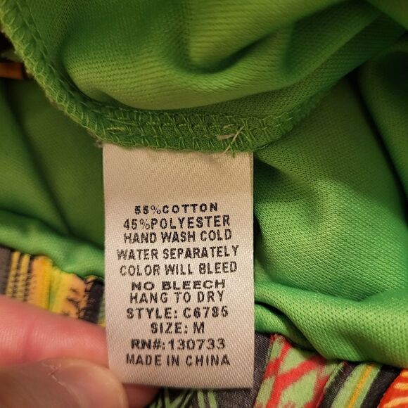 Umgee yellow/green/red tibal design wide leg pants - Picture 3 of 6